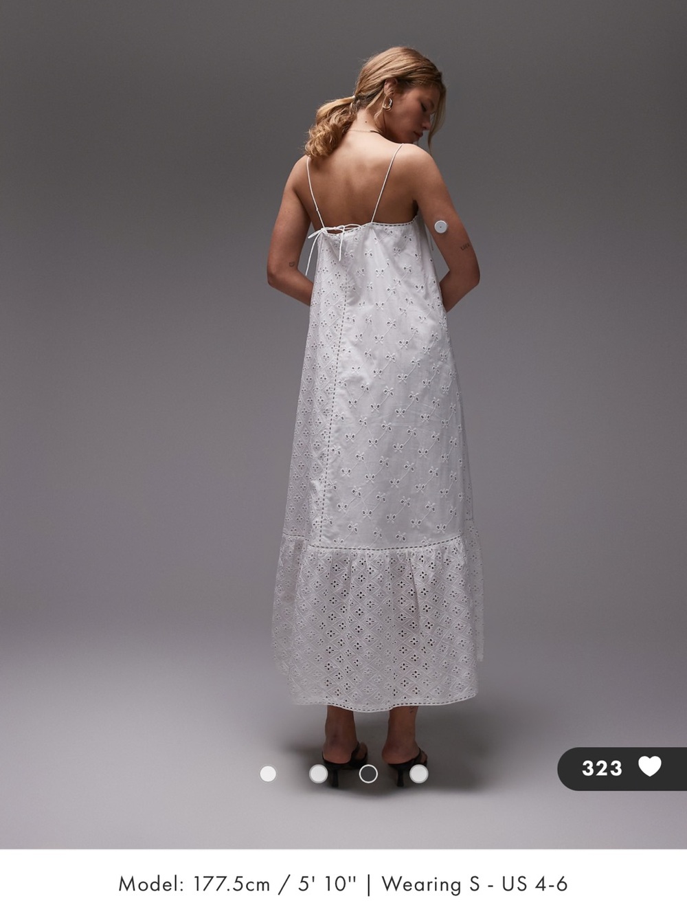 Topshop eyelet trapeze midi dress in white - Picture 2 of 7